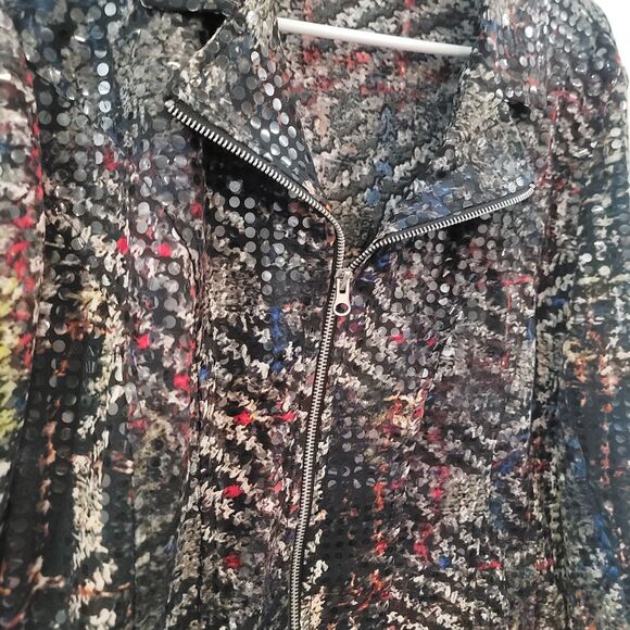 Vintage N Touch Womens Zip Up Sweater Size Small Sequin Abstract Art - Picture 4 of 7